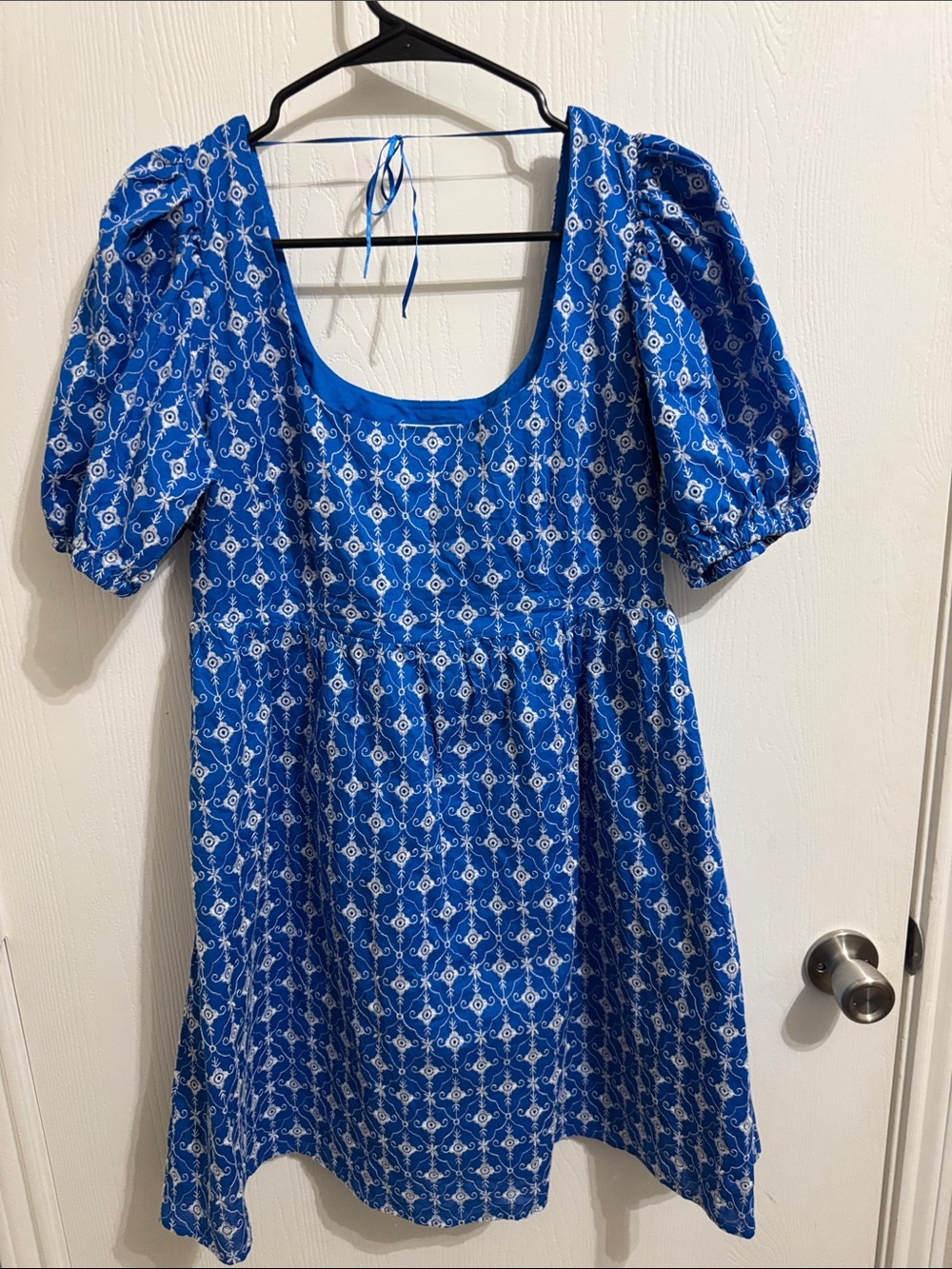Rhode Target Eyelet Puff Sleeve Mini Dress Embroidered Floral Square Neck Small